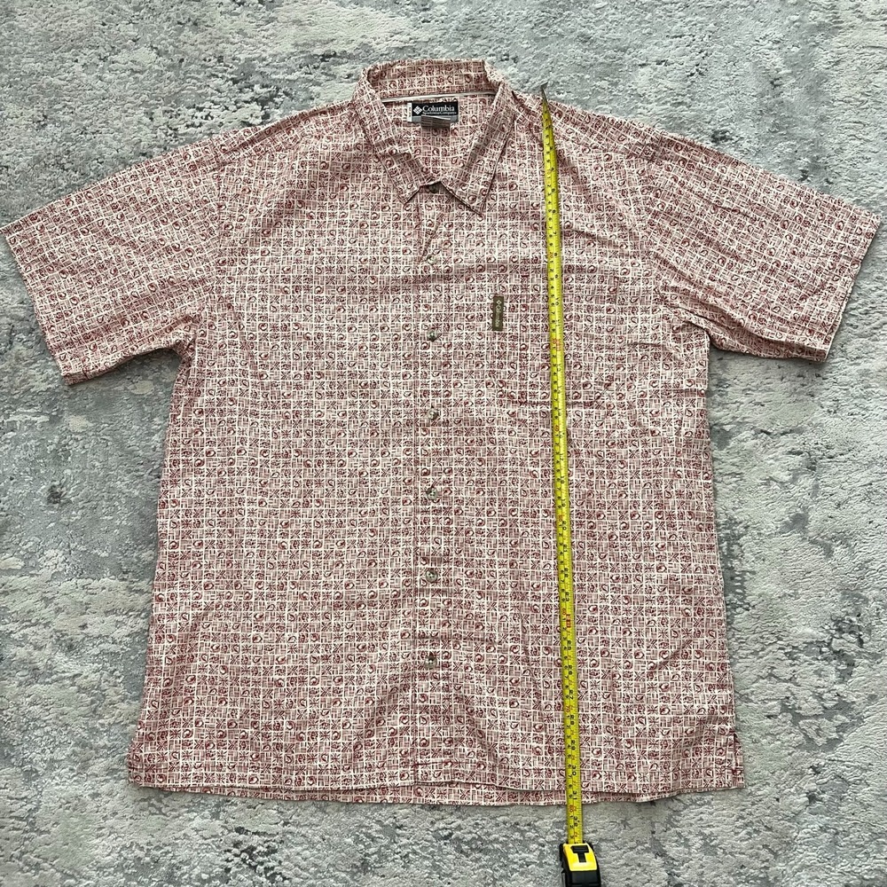 Columbia XCO Hawaiian Camp Shirt Short Sleeve 100% Cotton Size XL Red Outdoor
